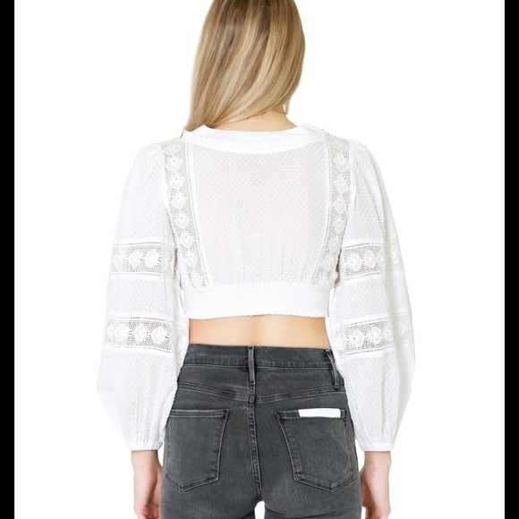 LoveShackFancy white Lace Blouse size 4 - Picture 2 of 6